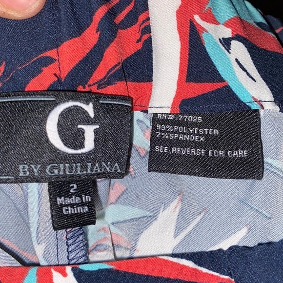 G By Giuliana‎ Red Blue White Tropical Print Jogger Pant Size 2 - Picture 4 of 5
